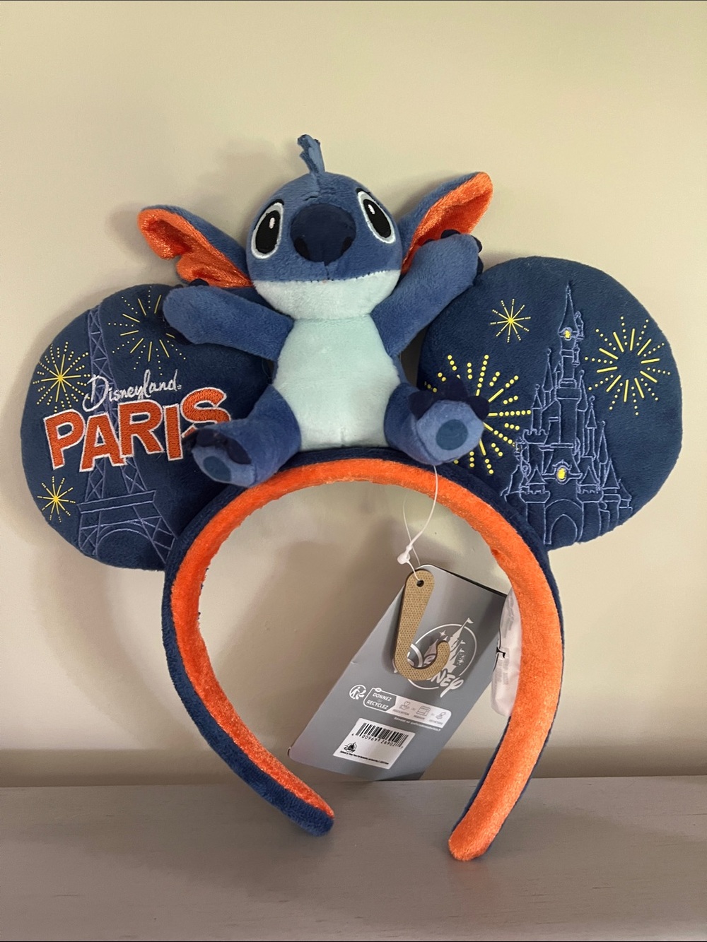 Disneyland Paris Stitch Plush Ear Headband - Blue & Orange
